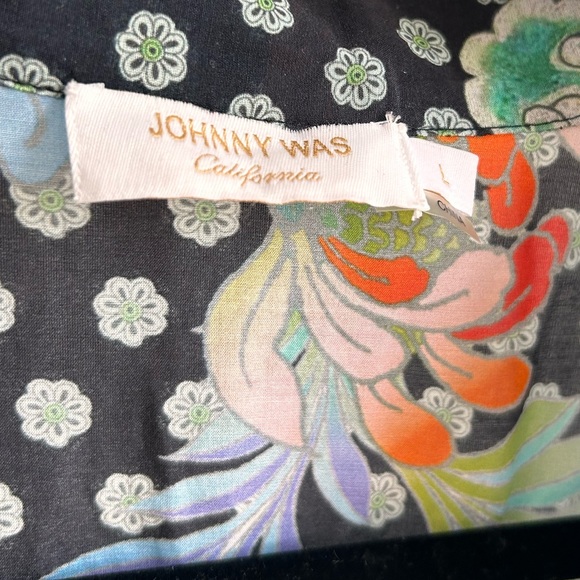 Johnny Was Dreamer Long Kaftan Maxi Dress Boho Floral Silk Blend Size L - Picture 10 of 10